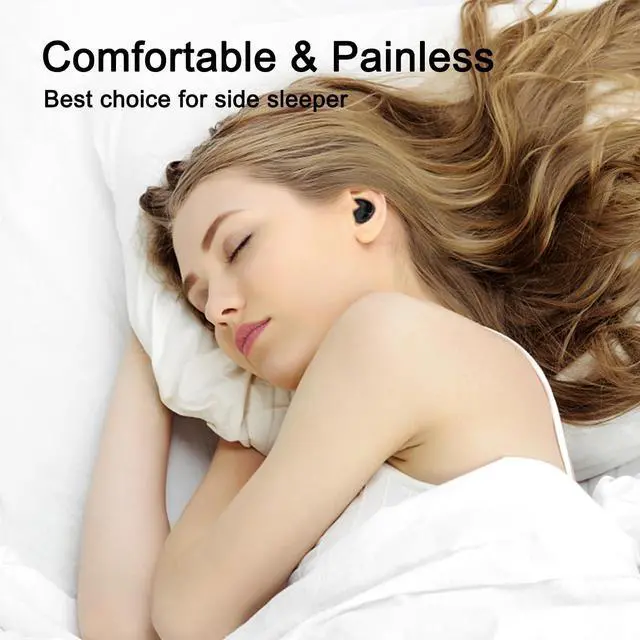 Alt view image 2 of 5 - Rehoria Invisible Sleep Earbuds, Sleeping Headphones for Side Sleepers Built-in Mic, Ear Buds for Sleeping with Type-C Fast Charging Case (Black)