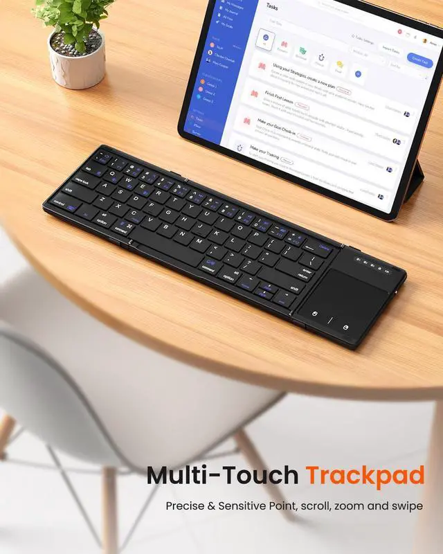 Alt view image 3 of 5 - Foldable Bluetooth Keyboard, Portable Wireless Folding Keyboard with touchpad, Travel Pocket for iOS, Mac OS, Android, Windows Laptop Tablet Smartphone (BT5.1 x 3)