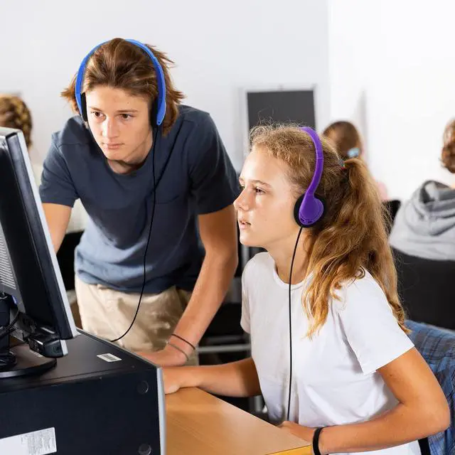 Alt view image 5 of 5 - Kingdder Headphones Earphones Bulk Multi Color over Ear Headset with 3.5mm Plug Cord Earphones Adjustable Headphones for Students in Classroom Libraries Kids Teen and Adults, 10 Colors (30 Pcs)