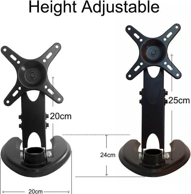 Alt view image 3 of 5 - Seaigle TV Monitor Stand for 10-27 Inch Screens, Free Standing Desk Mount with Tilt, Adjustable Height, Rotation, Hold up to 18 lbs, VESA 75x75 100x100 mm