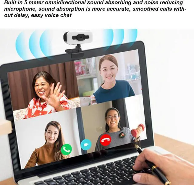 Alt view image 2 of 5 - SelWatty 2K Web Camera,Webcam Automatic Focusing Plug and Play with LED Light Computer PC Camera USB High Definition Mini Camera for pc Gaming, Plug and Play