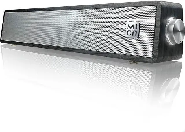 Main image of MICA Bluetooth Computer Speakers, Angled Wooden PC Speakers, 3.5mm Aux-in Connection, Wired USB Powered Computer Sound Bar for Desktop Monitor, Laptop, Tablet - Gray (M30T)