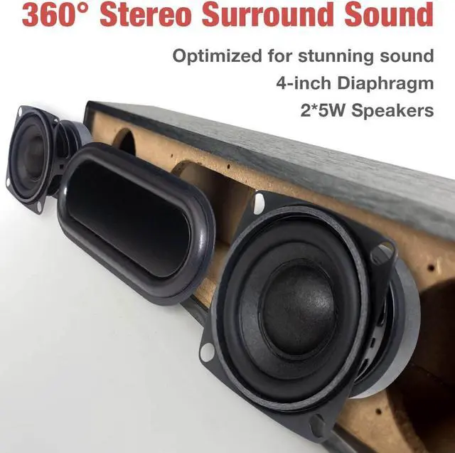 Alt view image 4 of 5 - MICA Bluetooth Computer Speakers, Angled Wooden PC Speakers, 3.5mm Aux-in Connection, Wired USB Powered Computer Sound Bar for Desktop Monitor, Laptop, Tablet - Gray (M30T)