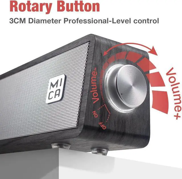 Alt view image 5 of 5 - MICA Bluetooth Computer Speakers, Angled Wooden PC Speakers, 3.5mm Aux-in Connection, Wired USB Powered Computer Sound Bar for Desktop Monitor, Laptop, Tablet - Gray (M30T)