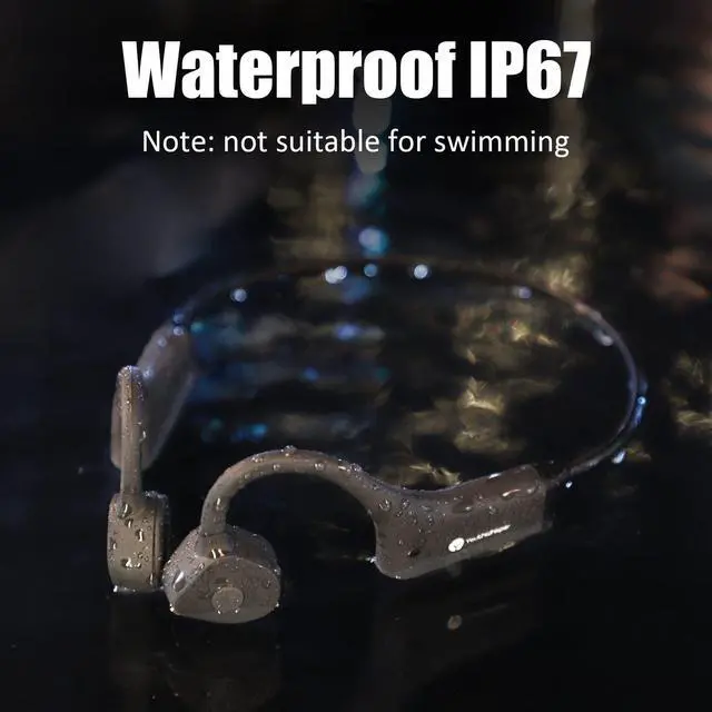 Alt view image 5 of 5 - MASTJUST Waterproof Bone Conduction Headphones Bluetooth Open Ear Headphones Wireless Sports Headset Sweatproof Earphones with Mic Induction Conducting Headphones for Running Workout Gym