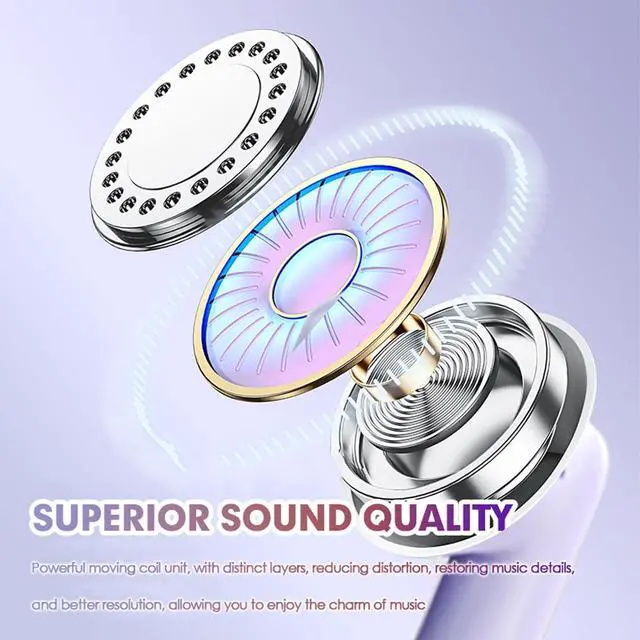 Alt view image 3 of 5 - True Wireless Earbuds Purple Bluetooth 5.3 with Microphone for Working Out Noise Canceling Blue Tooth Ear Buds Deep Bass TWS Wireless Earphones with Charging Case in Ear Headphone for iPhone Android