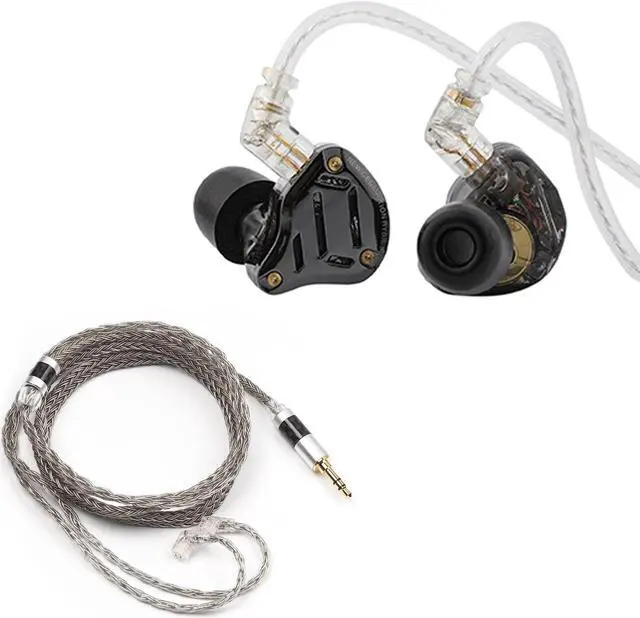 Main image of Linsoul KZ ZS10 PRO 2 1DD+4BA in Ear Monitor IEM(Black, with Mic) + Tripowin Zonie 16 Core Silver Plated IEM Cable(Recessed 2pin, 3.5mm, Grey)