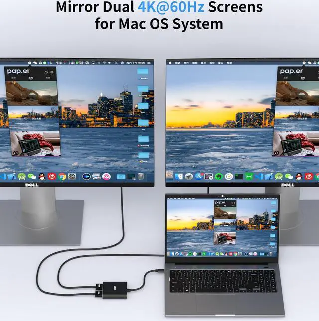 Alt view image 4 of 5 - Loryi USB C to Dual HDMI Adapter, 4 in 1 USB Type C(Compatible Thunderbolt 3/4) with 2 HDMI, PD, USB, 4K@60Hz HDMI Splitter for Extended Display Compatible for MacBook,Nintendo Switch,USB C Device