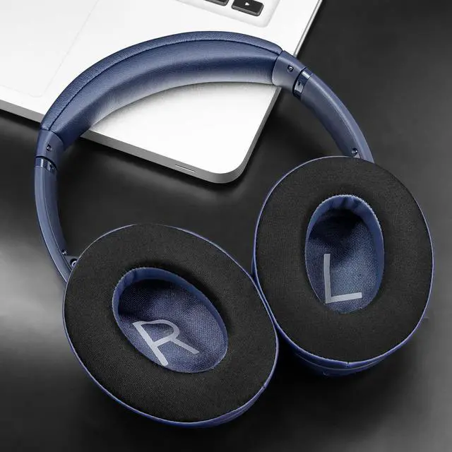 Alt view image 2 of 5 - SOULWIT Cooling Gel Ear Pads Cushions Replacement for Bose QuietComfort 45 (QC45)/QuietComfort SE (QC SE)/New Quiet Comfort Wireless Over-Ear Headphones, Earpads with Ice Silk Fabric - Navy Blue