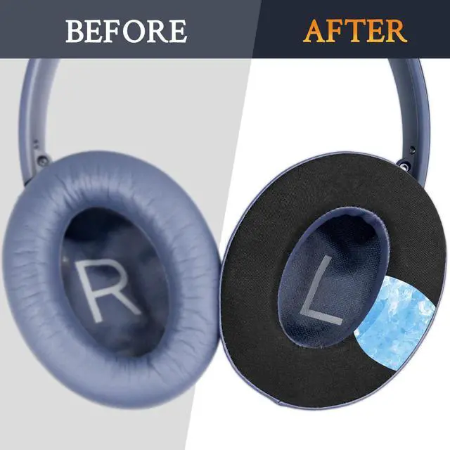 Alt view image 5 of 5 - SOULWIT Cooling Gel Ear Pads Cushions Replacement for Bose QuietComfort 45 (QC45)/QuietComfort SE (QC SE)/New Quiet Comfort Wireless Over-Ear Headphones, Earpads with Ice Silk Fabric - Navy Blue