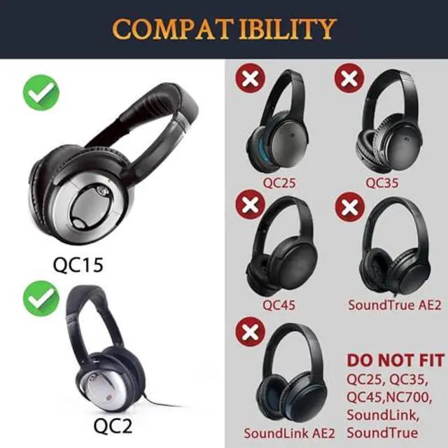 Alt view image 2 of 5 - SOULWIT Replacement Headband Pad Kit for Bose QuietComfort 15(QC15)/QuietComfort 2(QC 2) Headphones, Easy DIY Installation - Black