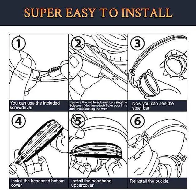 Alt view image 5 of 5 - SOULWIT Replacement Headband Pad Kit for Bose QuietComfort 15(QC15)/QuietComfort 2(QC 2) Headphones, Easy DIY Installation - Black