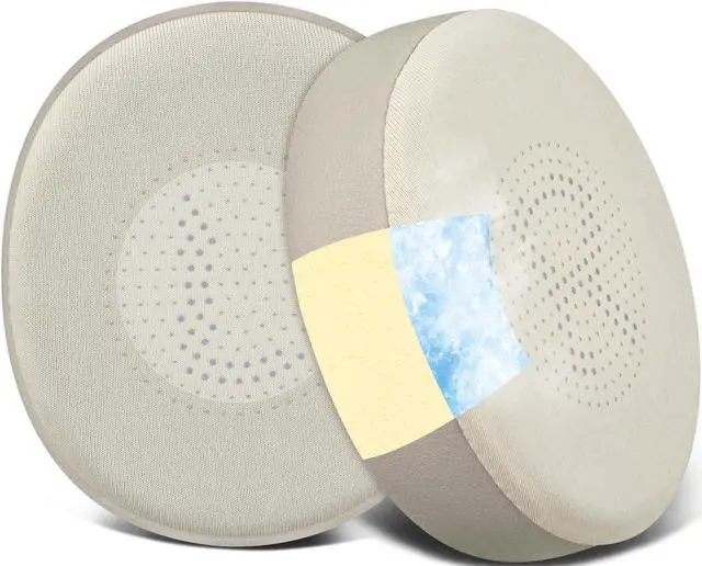 Main image of SOULWIT Cooling Gel Earpads Replacement for Jabra Evolve2 65 (Evolve 2 65MS 65UC MS UC)/Evolve2 40 (40UC 40MS USB)/Elite 45h On-Ear Wireless Headset, Ear Pads Cushions with Ice Silk Fabric - Gold