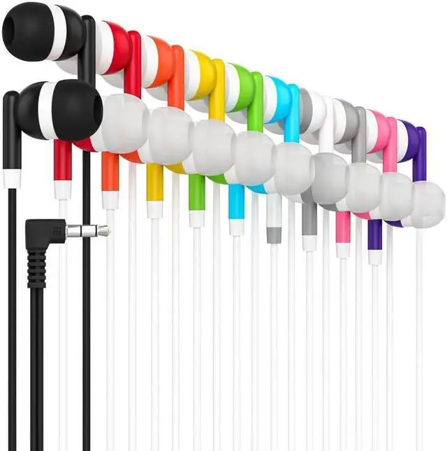 Main image of Maeline Bulk Earbuds 30 Pack Kids Stereo Headphones for School Classroom, Library, Travel, Gym, Hospital, Museums 3.5mm Jack, Tangle-Free Wired Earphones for MP3 Player, Phones, Computers, Laptops