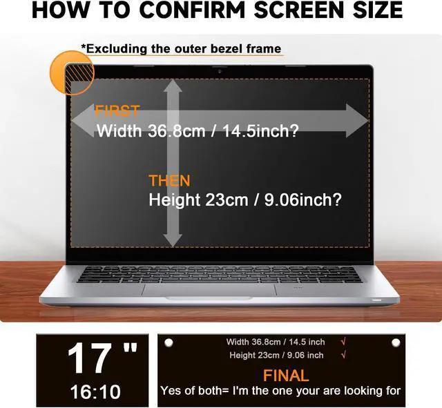 Alt view image 5 of 5 - Mamol Laptop Privacy Screen 17 Inch for 16:10 Widescreen Display, Anti Blue Light Glare Privacy Filter, Removable Laptop Screen Privacy Shield 17 in, Anti-Scratch Screen Protector