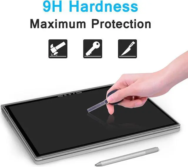 Alt view image 3 of 5 - Megoo Screen Protector for Surface Book 2/3 15 Inch, Tempered Glass/Easy Installation/Scratch resistant, Compatible with Microsoft Surface Pen