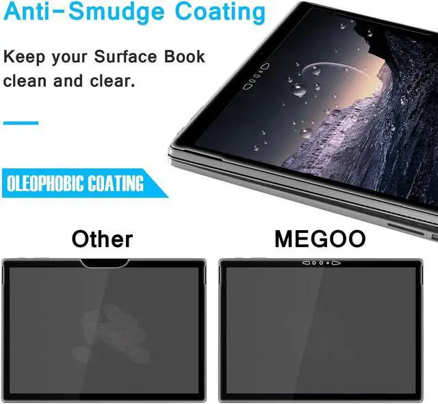 Alt view image 4 of 5 - Megoo Screen Protector for Surface Book 2/3 15 Inch, Tempered Glass/Easy Installation/Scratch resistant, Compatible with Microsoft Surface Pen