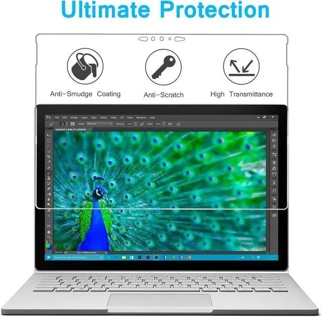 Alt view image 2 of 5 - Megoo Screen Protector for Surface Book 2/3 15 Inch, Tempered Glass/Easy Installation/Scratch resistant, Compatible with Microsoft Surface Pen
