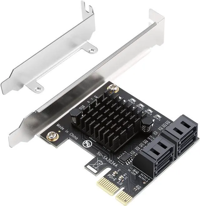Alt view image 3 of 5 - PCIe SATA Card 4 Port,PCI Express to SATA 3.0 Ports Expansion Controller Boot as System Disk for Desktop PC Support SSD and HDD with Low Profile Bracket and 4 SATA Cable
