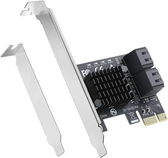Alt view image 2 of 5 - PCIe SATA Card 4 Port,PCI Express to SATA 3.0 Ports Expansion Controller Boot as System Disk for Desktop PC Support SSD and HDD with Low Profile Bracket and 4 SATA Cable