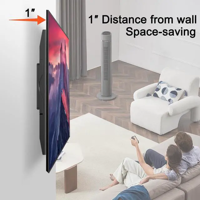 Alt view image 3 of 5 - SHTUMEC Fixed TV Wall Mount for Most 32-75 inch LED LCD OLED Flat/Curved PlasmaTVs, Low Profile TV Wall Bracket with Max VESA 600X400mm and Weight Up to 165lbs, Space Saving & Quick Installation
