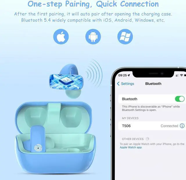 Alt view image 5 of 5 - BANIGIPA Kids True Wireless Earbuds, Bluetooth 5.4 Open Ear Headphones for Boys Girls Teens, Light Comfortable, 85dB Healthy Volume Control Protect Hearing, Built-in Mic for Calling School Travel