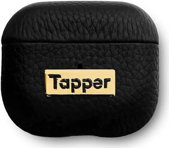 Main image of Tapper Black Leather / 18K Gold Plated Case for AirPods (3rd generation)