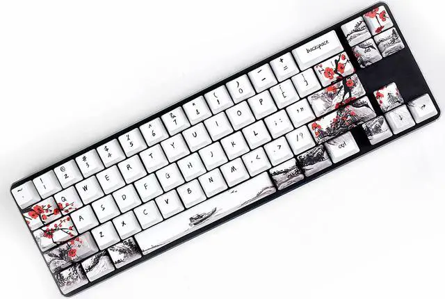 Alt view image 2 of 5 - MOLGRIA Keycaps 71 Set for Gaming Mechanical Keyboard, Custom PBT OEM Profile Key caps Japanese Style with Keycap Puller for Cherry MX 71/61 60 Percent Keyboard(Plum Blossom)