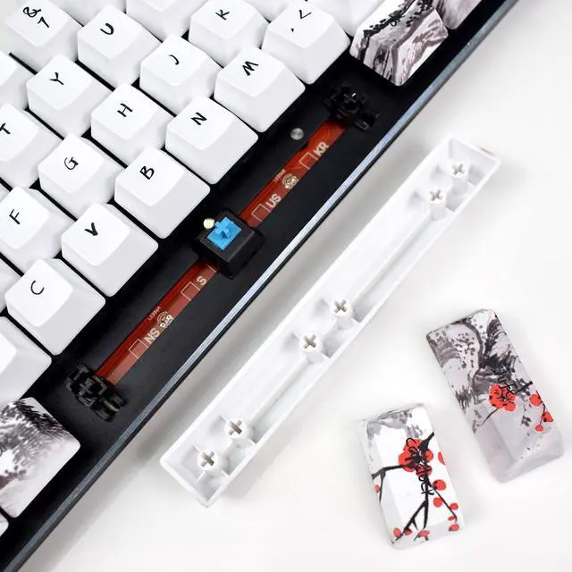 Alt view image 4 of 5 - MOLGRIA Keycaps 71 Set for Gaming Mechanical Keyboard, Custom PBT OEM Profile Key caps Japanese Style with Keycap Puller for Cherry MX 71/61 60 Percent Keyboard(Plum Blossom)