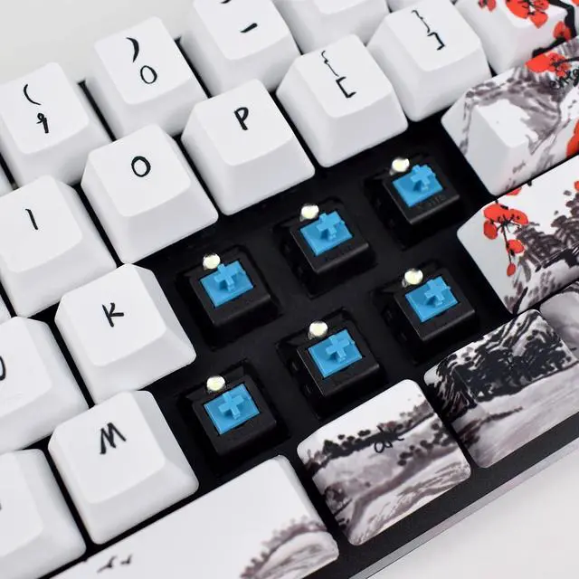 Alt view image 5 of 5 - MOLGRIA Keycaps 71 Set for Gaming Mechanical Keyboard, Custom PBT OEM Profile Key caps Japanese Style with Keycap Puller for Cherry MX 71/61 60 Percent Keyboard(Plum Blossom)