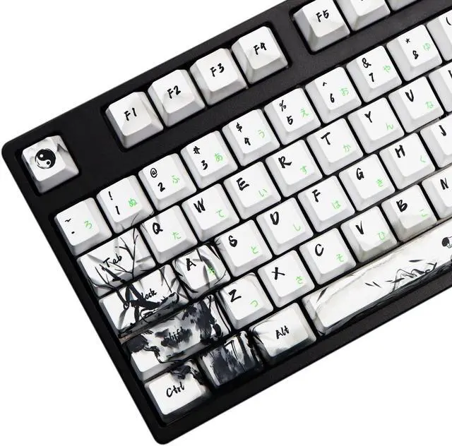 Main image of MOLGRIA Keycaps 110 Set Ink Panda for Full Sized Keyboard, Custom PBT OEM Profile Key Caps with Japanese Font for Cherry MX Gateron Khail Switches 60 Percent Gaming Keyboard