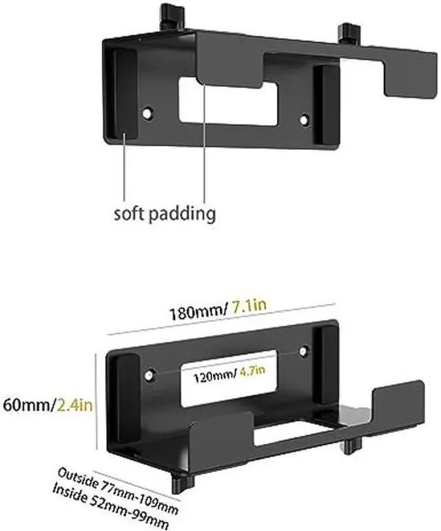 Alt view image 2 of 5 - Monzlteck Adjustable Wall and Under Desk Mount Bracket for Gaming Consoles(XBOX 360,ONE,PS5 Slim,PS4,PS3), DVD Players,Cable Box, PC and More, Mounting Template include