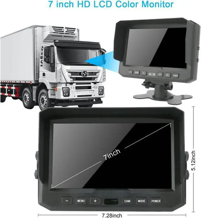 Alt view image 3 of 4 - TECKEEN Truck 1080P HD Backup Camera System,High Defenition cab cam Camera with 7 inch Monitor+ 4 PIN Camera Cable for Bus/Truck/Van/Trailer/RV/Camper/Motor Home/Vehicle