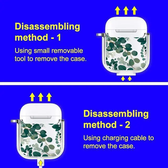 Alt view image 3 of 5 - MOSNOVO for Airpods 1 Case, for Airpods 2 Case, Eucalyptus Print Protective Clear Case with Shockproof Dual Layer Hard Luxe Metal Ring Designed for AirPods 1&2 Generation