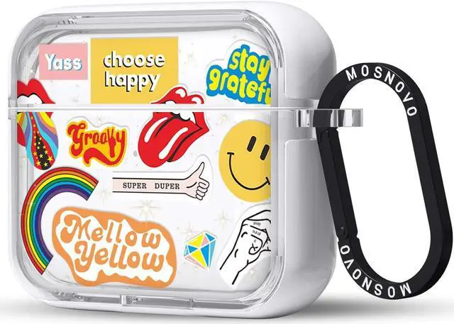 Main image of MOSNOVO for Airpods 3 Case, for Airpods 3 Cover, Pop Culture Print Protective Clear Case with Shockproof Dual Layer Hard Luxe Metal Ring Designed for AirPods 3rd Generation