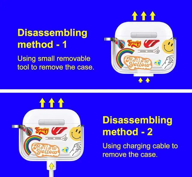 Alt view image 3 of 5 - MOSNOVO for Airpods 3 Case, for Airpods 3 Cover, Pop Culture Print Protective Clear Case with Shockproof Dual Layer Hard Luxe Metal Ring Designed for AirPods 3rd Generation