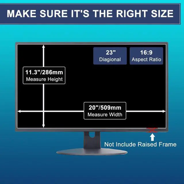 Alt view image 2 of 5 - 23" Anti Blue Light Anti Glare Screen Protector for Dell/HP/Acer/ViewSonic/ASUS/Aoc/Samsung/Sceptre/LG Diagonal 23" 16:9 Standard/Curved Monitor &Touchscreen, Protection Eyes (20" x 11.3" / W x H)