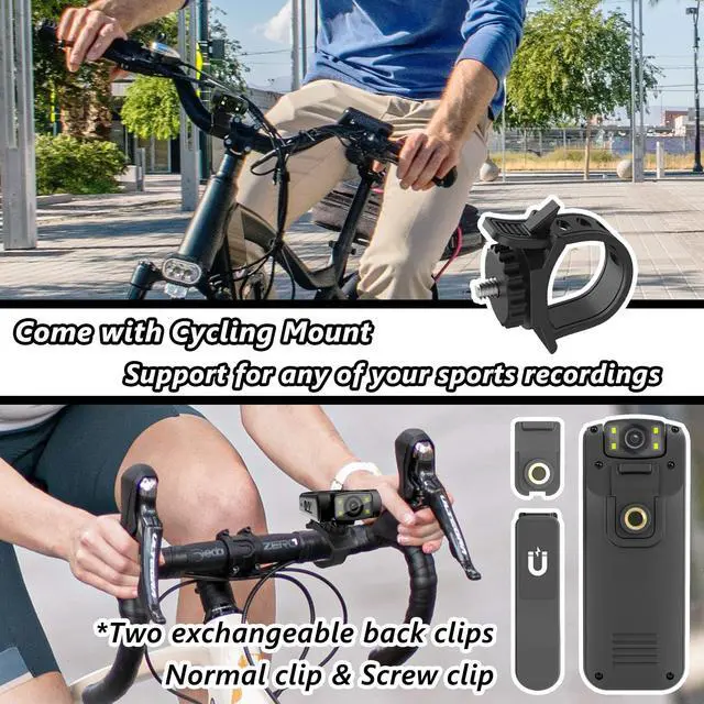 Alt view image 4 of 5 - Muayb Body Camera 1080P HD Recorder 64GB with Audio&Video/ 180deg Rotating Lens/Hotspot Connection/Loop Recording/Image Mirroring/Back Clip for Cycling/Travel (Basic version)