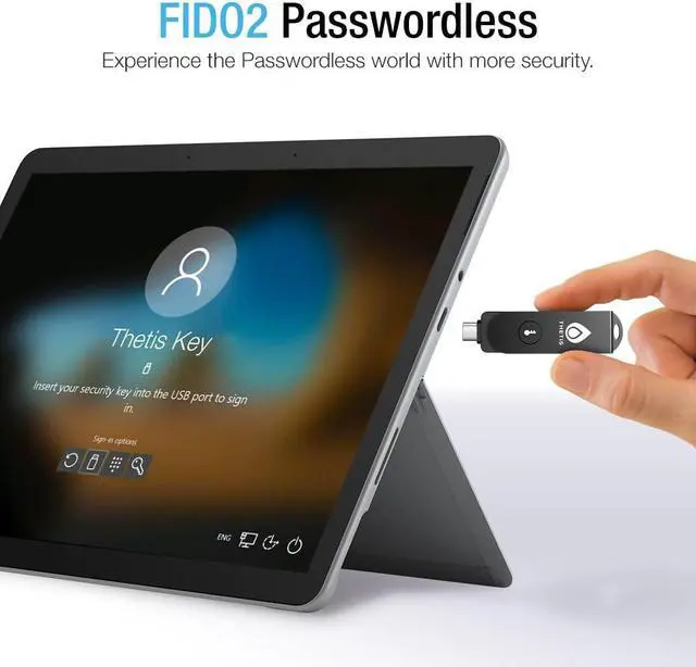 Alt view image 3 of 5 - Thetis Pro FIDO2 Security Key, Two Factor Authentication NFC Security Key FIDO 2.0, Dual USB A Ports & Type C for Multi layered Protection (HOTP) in Windows/MacOS/Linux, Gmail, Facebook,Dropbox,Github