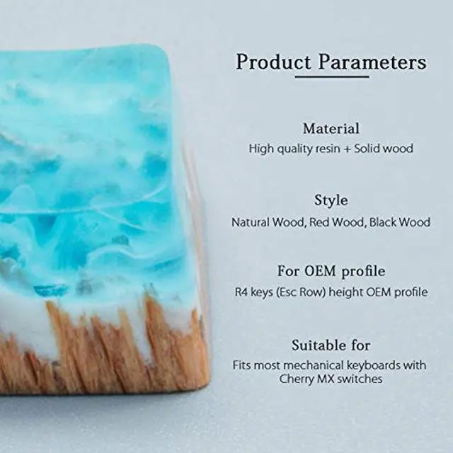 Alt view image 3 of 5 - TINTON LIFE Delicate Hand Engraved Resin Wood Translucidus Backlit Key Caps for Mechanical Keyboards (Red Wood)