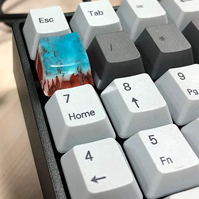 Alt view image 2 of 5 - TINTON LIFE Delicate Hand Engraved Resin Wood Translucidus Backlit Key Caps for Mechanical Keyboards (Red Wood)