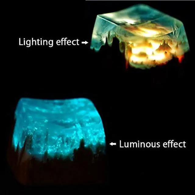 Alt view image 5 of 5 - TINTON LIFE Delicate Hand Engraved Resin Wood Translucidus Backlit Key Caps for Mechanical Keyboards (Red Wood)