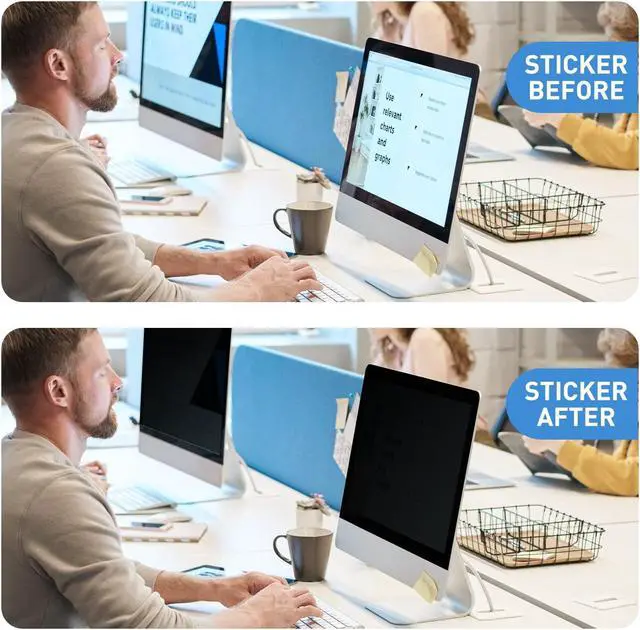 Alt view image 5 of 5 - 24 Inch Computer Privacy Screen Filter for Desktop Widescreen Monitor 16:9 Aspect Ratio - Anti-Glare - Blocks 96% UV - Anti-Scratch (2 Pack)