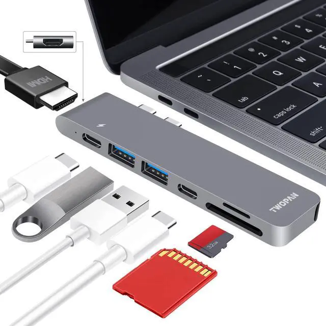 Main image of TWOPAN USB C Hub for MacBook Pro, 7 in 2 USB C to 4K HDMI Multiport Adapter, Thunderbolt PD Port, USB 3.0 Ports, SD/TF Card Reader for MacBook Air/Pro 2020/2019/2018