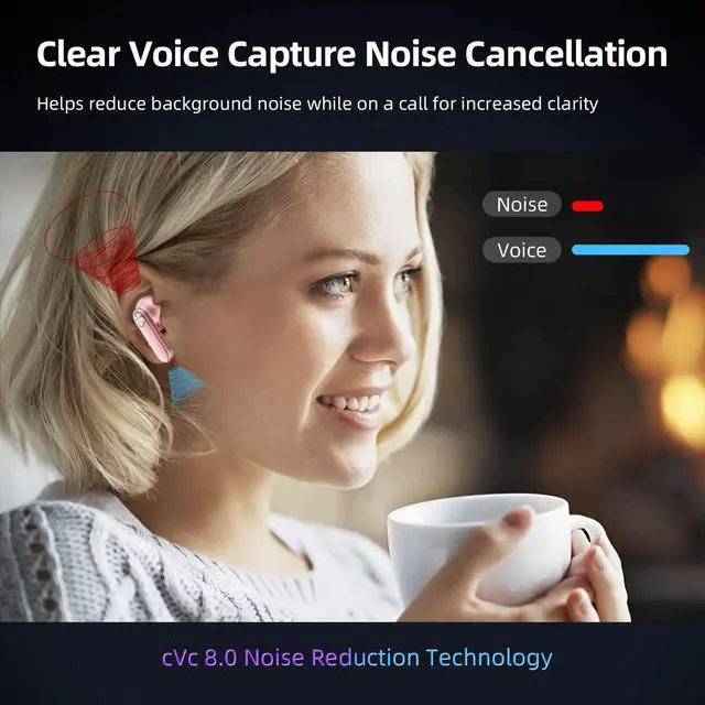 Alt view image 5 of 5 - NexiGo Air T2 (Gen 2) Ultra-Thin Wireless Earbuds, Qualcomm QCC3040, Bluetooth 5.2, 4-Mic CVC 8.0 Noise Cancelling for Clear Calls, Volume Control, aptX, 28H Playtime, IPX5, Rose Gold