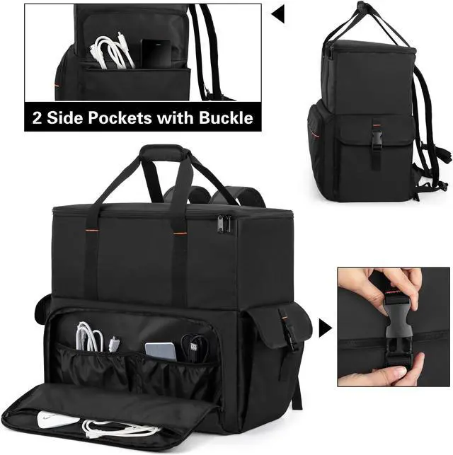 Alt view image 2 of 5 - Trunab Computer Desktop Tower Carrying Case, PC Backpack for Computer Main Processor Case, Keyboard, Cable and Mouse, Earphone, Bag Only, Black