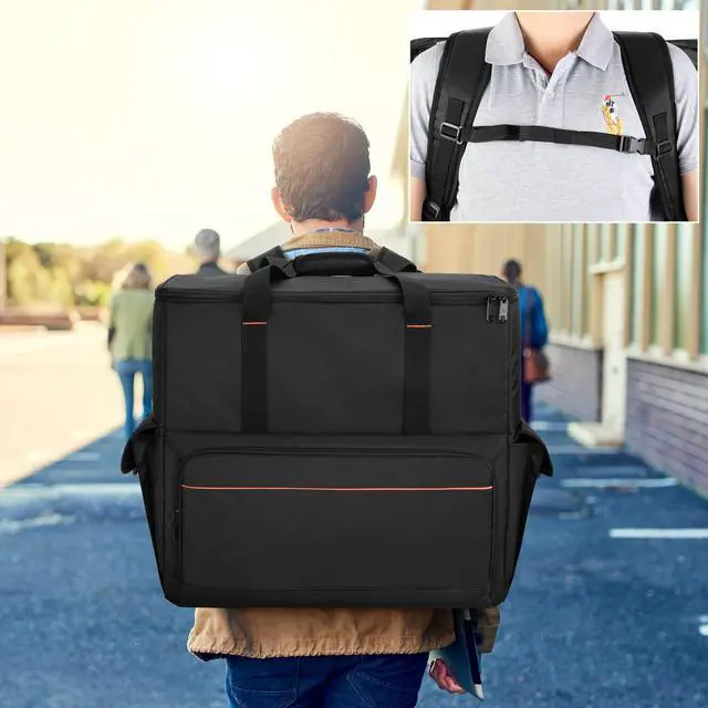 Alt view image 5 of 5 - Trunab Computer Desktop Tower Carrying Case, PC Backpack for Computer Main Processor Case, Keyboard, Cable and Mouse, Earphone, Bag Only, Black