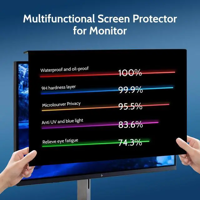 Alt view image 4 of 5 - Twugs Computer Privacy Screen for Monitor, 27 Inch Hanging Privacy Screen Filter, Anti-Glare & Anti Blue Light Screen Protector Shield, Universal for Aspect Ratio 16:9 Screen.