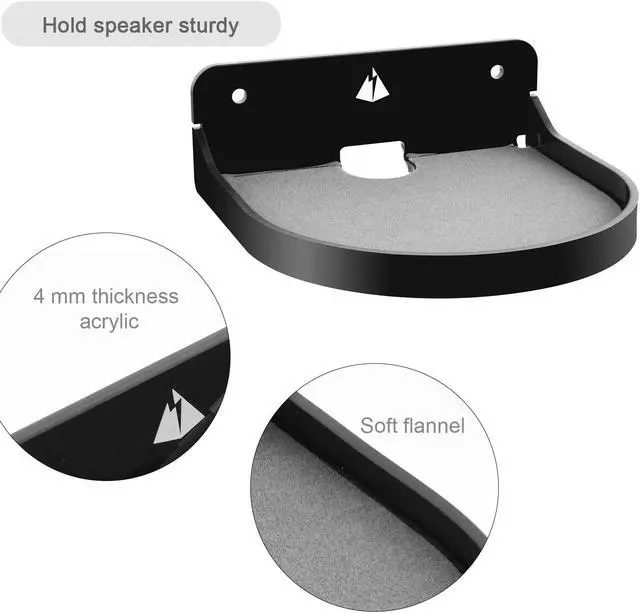 Alt view image 3 of 5 - TXEsign 2 Pack 5.3"Small Floating Shelves Acrylic Hanging Shelf Adhesive & Screw Wall Mount Small Shelf for Bluetooth Speaker, Webcam, Action Figures Speaker Shelf Mount (Black-2 Pack)