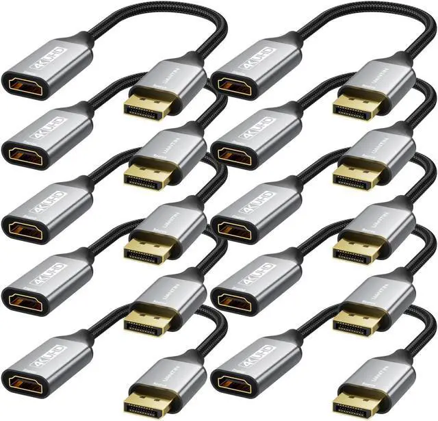 Main image of UANTIN 10-Pack Display Port to HDMI 4K Adapter | Braided DP DisplayPort Male to HDMI Female Uni-Directional Converter for PC Dell HP AMD NVIDIA Laptop HDTV Monitor and Other Passive